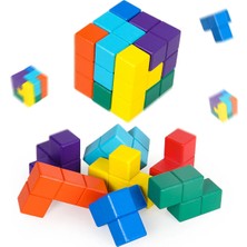 Özbience Renkli Ahşap Soma Küpü, Zeka ve Yaratıcılık Geliştirici Puzzle