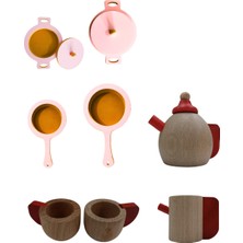 Özbience Pembe Ahşap Tava ve Tencere ile Şık Çay Seti, Ev Dekorasyonu