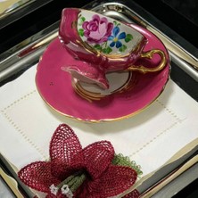 Manushum El Yapımı Porselen Sultan Kahve Fincanı- Koyu Pembe 1 Adet