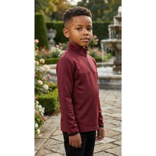 CLAW UP WORK KIDS HALF ZIP SCUBA SWEAT |  BURGUNDY (Slim Fit Yarım Fermuarlı  Scuba Kumaş Bordo Çocuk Sweatshirt)