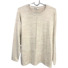 N&C Collection N&c Kazak Görünümünde Çok Yumuşak Günlük Anne BLUZU-Açık Bej-3058