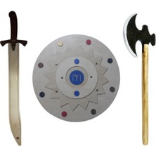 Özbience Ahşap Oyun Seti 3'lü Kayı Kalkanı, Kılıcı ve Baltası