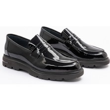 020F Siyah Rugan Fiyonklu Deri Klasik Erkek Ayakkabı