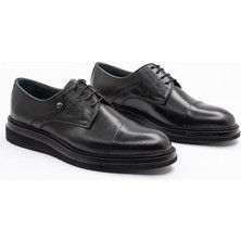 029/1 Siyah Bağcıklı Deri Maskaratlı Klasik Erkek Ayakkabı