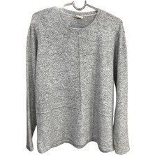 N&C Collection N&c Kazak Görünümünde Çok Yumuşak Günlük Anne BLUZU-Gri Melanj-3058