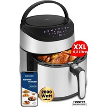 Özbience Taşınabilir 2000W Inox Airfryer, Dokunmatik Kontrol ile Yağsız Pişirme