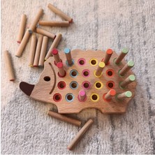 Özbience Renkli Ahşap Montessori Tak Çıkar Kirpi, Eğlenceli ve Öğretici Oyuncak