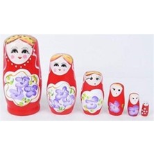 Özbience Renkli Ahşap Matruşka Bebek Seti, 5 Parça, Dekoratif ve Şık Tasarım