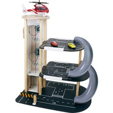 Özbience 3 Katlı Ahşap Çocuk Oyun Garajı, Asansörlü ve Kaydıraklı Eğlence Alanı