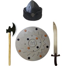 Özbience Çocuklar Için Osmanlı Temalı Ahşap Kılıç ve Kalkan Seti, 4 Parça