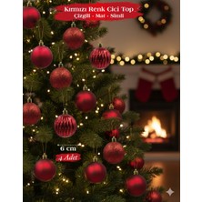 Dodomar 6 cm – Mat Simli Kabartmalı Kırmızı Yılbaşı Top Süs 12'li Dekoratif Ağaç ve Parti Süsü Seti