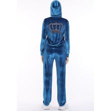 İkmal Ikmal Taçlı Taş Yumuşak Doku Kadife Bol Paça