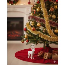 Dodomar 22 cm x 15 cm – Yılbaşı Geyik Beyaz Kadife Tüylü Dekoratif Masa ve Parti Süsleme Figürü Noel