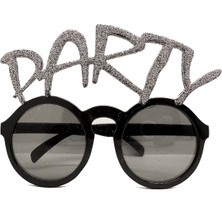 Mg Gümüş Simli Party Yazılı Parti Gözlüğü Show 15X7 cm