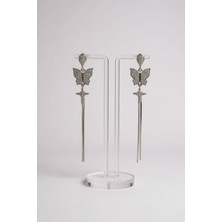 925 Ayar Gümüş Kuzey Yıldızlı Kelebek Küpe Kadın