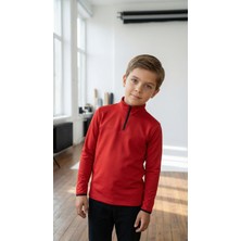 CLAW UP WORK KIDS HALF ZIP SCUBA SWEAT | DEEP RED (Slim Fit Yarım Fermuarlı Scuba Kumaş Kırmızı Çocuk Sweatshirt)