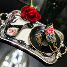 Manushum El Yapımı Porselen Sultan Kahve Fincanı- Siyah 1 Adet