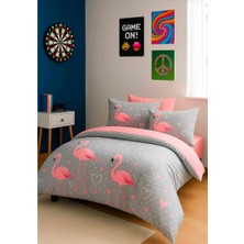Flamingo Desenli  Pamuklu Tek Kişilik Nevresim Takımı