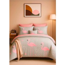 Çift Kişilik Pamuklu Nevresim Takımı Flamingo Love