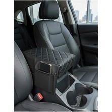 Araba Kol Dayama Yükseltici Siyah Kapitone & Organizer Cep – Deri Kaplama Konforlu Kolçak Minderi