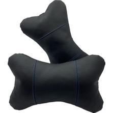 Oto Boyun Yastığı, Araba Yastığı, Koltuk Yastığı 2'li Mavi Dikişli