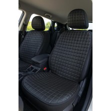 Siyah Kapitone Suni Deri Oto Koltuk Minderi 2'li Kapitoneli Araba Koltuk Örtüsü / Koruyucu Minder