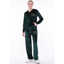 İkmal Ikmal Taçlı Taş Yumuşak Doku Kadife Bol Paça