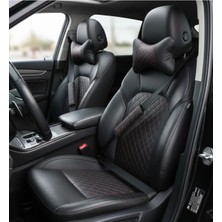 Kapitone Kırmızı Nakışlı Boyun Yastığı ve Kemer Pedi (Set)