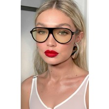 Funeyes Marcus Siyah Açık Sarı Pilot Güneş Gözlüğü Unisex Popüler Gözlük Damla Modeli UV400 Korumalı Hafif