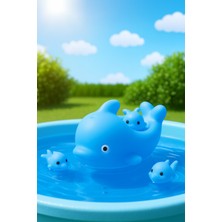 Hak-İş Oyuncak Mavi Yunus Ailesi 4’lü Banyo Oyuncağı Seti (1 Büyük + 3 Küçük)