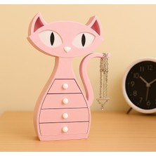 Feyza Design Sevimli Kedi Şeklinde Takı ve Mücevher Organizer, Çekmeceli, Şık Tasarım
