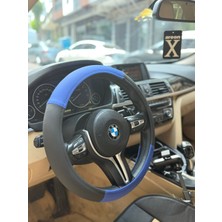 Yerli Üretim Siyah Mavi Renk Parçalı Geçmeli Direksiyon Kılıfı