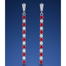 Alsade Abiye Uzun Sallantı Zirkon Kırmızı Küpe