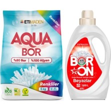 AQUABOR Doğal Mineralli Toz Çamaşır Deterjanı 6 kg 40 Yıkama + Sıvı Beyazlar Için 26 Yıkama