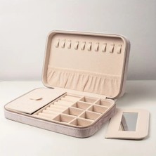 Feyza Design Kadife Fermuarlı Seyehat Takı Kutusu, Aynalı Organizer, Şık ve Pratik