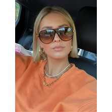 Funeyes Marcus Kahverengi Pilot Güneş Gözlüğü Unisex Popüler Model Gözlük Damla Modeli UV400 Korumalı Hafif