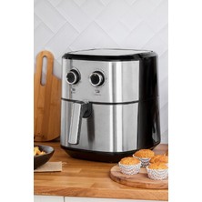 Özbience Yüksek Kapasiteli 5,5l Inox Double Pan Airfryer, Sağlıklı Pişirme Keyfi