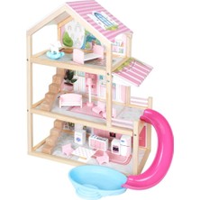 Renkli Ahşap Çocuk Oyun Evi Kaydıraklı, Eğlenceli ve Güvenli Tasarım