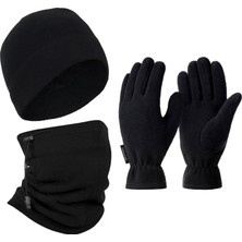 Thermoform Unisex Polar Eldiven Bere Boyunluk Seti Siyah Dağcılık ve Kayak İçin Yüksek Nefes Alma Özelliği