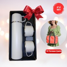 Kale Termos 2li Set-Paslanmaz Çelik 3 Bardaklı Matara SETI-500 Ml-7 Lt Termos Çanta