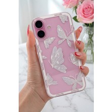 Fibaks Apple iPhone 16 Plus Kılıf Tasarımlı Desenli Kamera Korumalı Şeffaf Kelebek Yumuşak Silikon Kapak