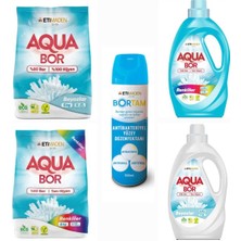 Doğal Çamaşır Deterjanı Aquabor Renkliler ve Beyazlar Için 148 Yıkama+ Bortam Dezenfektan 500 ml