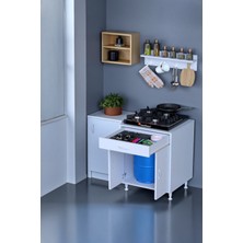 Eliusta Mono Duvara Monte 60 cm Baharat Raflı Ocak Altı Dolap 60X88X48 cm Tüp Bölmeli Mutfak Ünitesi
