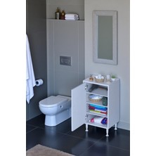 Eliusta Nirat 35 cm 4 Bölmeli Beyaz Banyo Mutfak Dolabı 3 Raflı Kapaklı Çok Amaçlı Dolap 35X75X32,5 cm