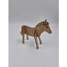 15 Adet Ahşap 3D Hayvan Figürü, Zebra Boyama ve Etkinlik Seti