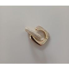Taşlı Kare Model Gold Renk Küpe