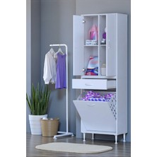 Eliusta Pine 55 cm Genişlikte Dolap 55X171X32,5 cm  Banyo/mutfak Dolabı Iki Kapaklı Sepetli Dolap
