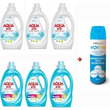 AQUABOR Beyazlar ve Renkliler Için Sıvı Çamaşır Deterjanı 6*2.15 L 198 Yıkama Sıvı + Dezenfektan