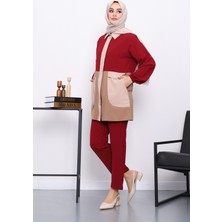 İmaj Butik Bordo Cepli Tunik Pantolonlu Takım