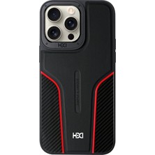 Fuchsia iPhone 15 Pro Max ile Uyumlu HBC-264 Lambor Karbon Fiber Sport Kapak - Siyah